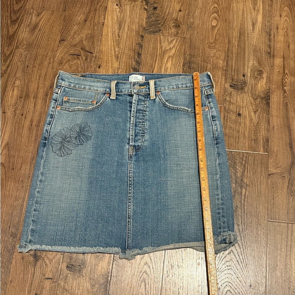 Levi's Blue Denim with Black Floral Detail Skirt
